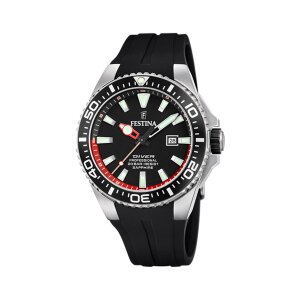 Festina Herren Uhr Diver F20664/3 Silikon Armband, Schwarz