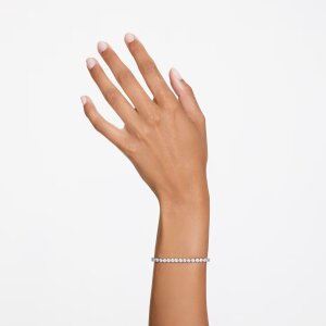 Swarovski Armband Matrix Tennis 5660917 Rundschliff, Klein, Weiß, Rhodiniert XL