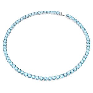 Swarovski Matrix Tennis Halskette 5661187 Rundschliff, Mittel, Blau, Rhodiniert Größe M