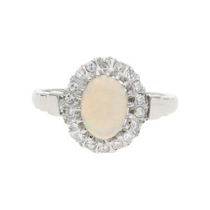 Ring 750/000 (18 Karat) Weißgold mit Opal und...