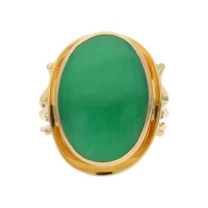 Ring 750/000 (18 Karat) Gelbgold mit Jade, Handarbeit,...