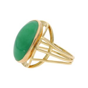 Ring 750/000 (18 Karat) Gelbgold mit Jade, Handarbeit,...