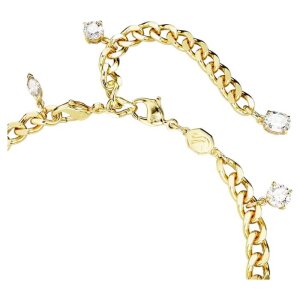 Swarovski Fußkette und Armband 5665499 Verschiedene Schliffe, Weiß, Goldlegierungsschicht