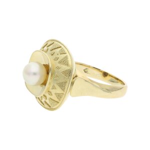 Ring 585/000 (14 Karat) Gelbgold mit Akoya Zuchtperle,...
