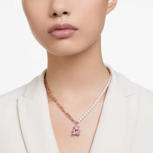 Swarovski Collier Teddy 5669166 Bär, Rosa, Rosegold-Legierungsschicht