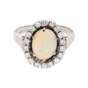 Ring 585/000 (14 Karat) Weißgold mit Opal und...