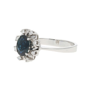 Ring 585/000 Weißgold Saphir Diamanten getragen...
