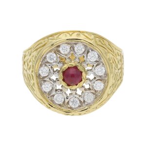 Rubin Ring Gold 750 Zirkonia Second Hand 25322974 getragen