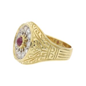 Rubin Ring Gold 750 Zirkonia Second Hand 25322974 getragen