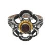 JuwelmaLux Trachten Ring Silber, geschwärzt, vergoldet, mit Granat JL30-07-4873