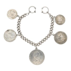Charivari Kette mit Münzen 835/000 Silber, getragen...