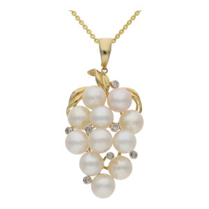 Perlen Anhänger 585/000 Gelbgold, Süßwasserzuchtperle, Second Hand, getragen 25323061