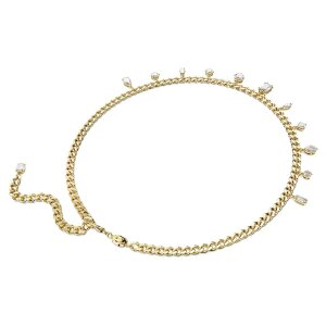 Swarovski Collier 5663338 Dextera Halskette, Verschiedene Schliffe, Weiß, Goldlegierungsschicht