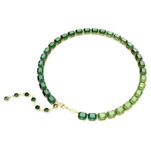 Swarovski Halskette Millenia 5671257 Oktagon Schliff, Farbverlauf, Grün, Goldlegierungsschicht