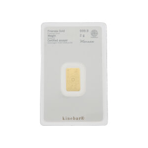 Goldbarren 2 Gramm Argor-Heraeus geprägt zertifiziert 999,9 Feingold 2022-GB-15-2g mit individueller Seriennummer