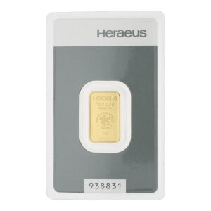 Goldbarren 5 Gramm Argor-Heraeus geprägt zertifiziert 999,9 Feingold 2022-GB-16-5g mit individueller Seriennummer