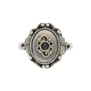 Trachtenring Silber 835 leicht geschwärzt Granat...