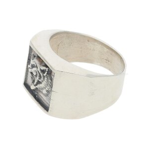 Ring 925/000 Sterling Silber mit Wolf, geschwärzt,...