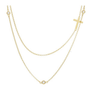 JuwelmaLux Halskette 925/000 Sterling Silber Gelbgold plattiert Kreuz JL51-05-0034