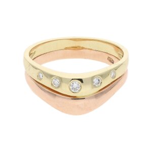 Ring Gold und Rotgold 585 Brillanten Second Hand 25323394...