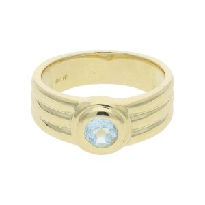 Ring mit Blautopas 585/000 (14 Karat) Gelbgold aus zweiter Hand, getragen