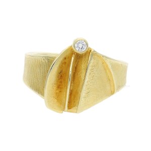 Diamantring 585 Gelbgold, aus zweiter Hand, getragen...