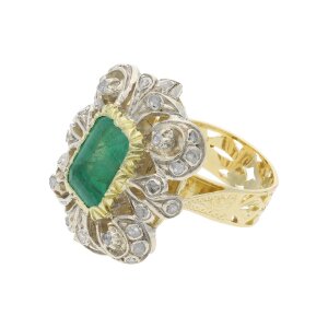 Antiker Smaragd Ring 750/000 (18 Karat) Bicolor aus...