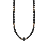 Mabina Herren Steinkette 925/000 Sterling Silber mit schwarzem Achat und Tigerauge 553593