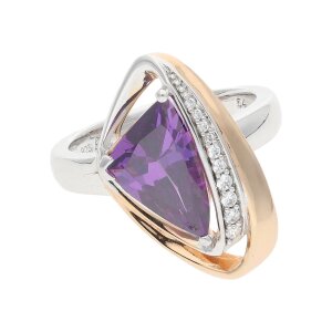 Ring Bicolor 925/000 Silber, synth. Amethyst &...