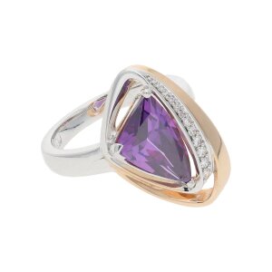 Ring Bicolor 925/000 Silber, synth. Amethyst &...
