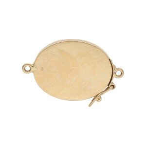 Perlen Verschluss mit Koralle aus 750/000 (18 Karat) Gelbgold, Second Hand, getragen