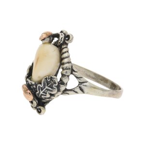 Handarbeit Trachten Ring 835 Silber 585 Rotgold Grandel...