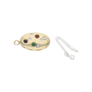 Perlen Verschluss mit Rubin, Saphir, Brillant Gold, Second Hand 25323565, getragen