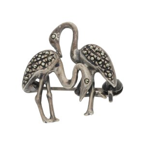 Flamingo Trachtenbrosche aus 800/000 Silber, mit...
