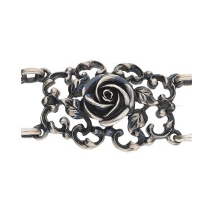 Trachten Armband mit Rosen und Kastenverschluss aus 835/000 Silber geschwärzt, Second Hand, getragen