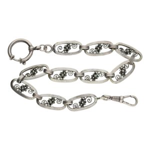 Taschenuhr Kette Silber 835 geschwärzt Handarbeit...
