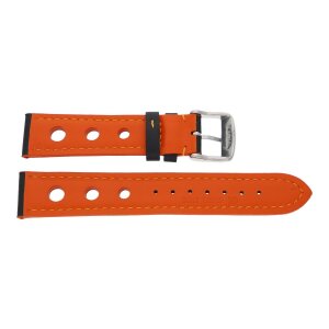 JuwelmaLux Uhrband orange und schwarz aus Leder JL38-10-0232