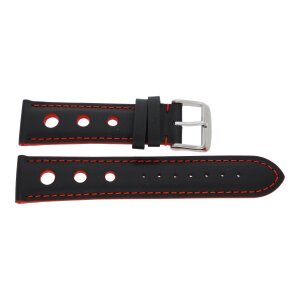 JuwelmaLux Uhrband rot und schwarz aus Leder JL38-10-0233