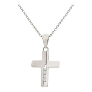 Kettenanhänger Weißgold 585 Zirkonia Kreuz...
