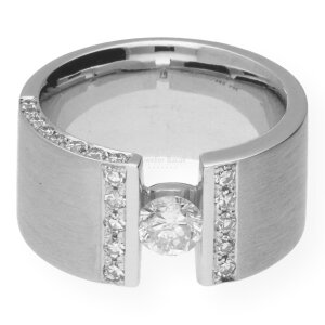 JuwelmaLux Ring 750/000 (18 Karat) Weißgold Unikat mit Diamanten Handarbeit JL00-07-0011