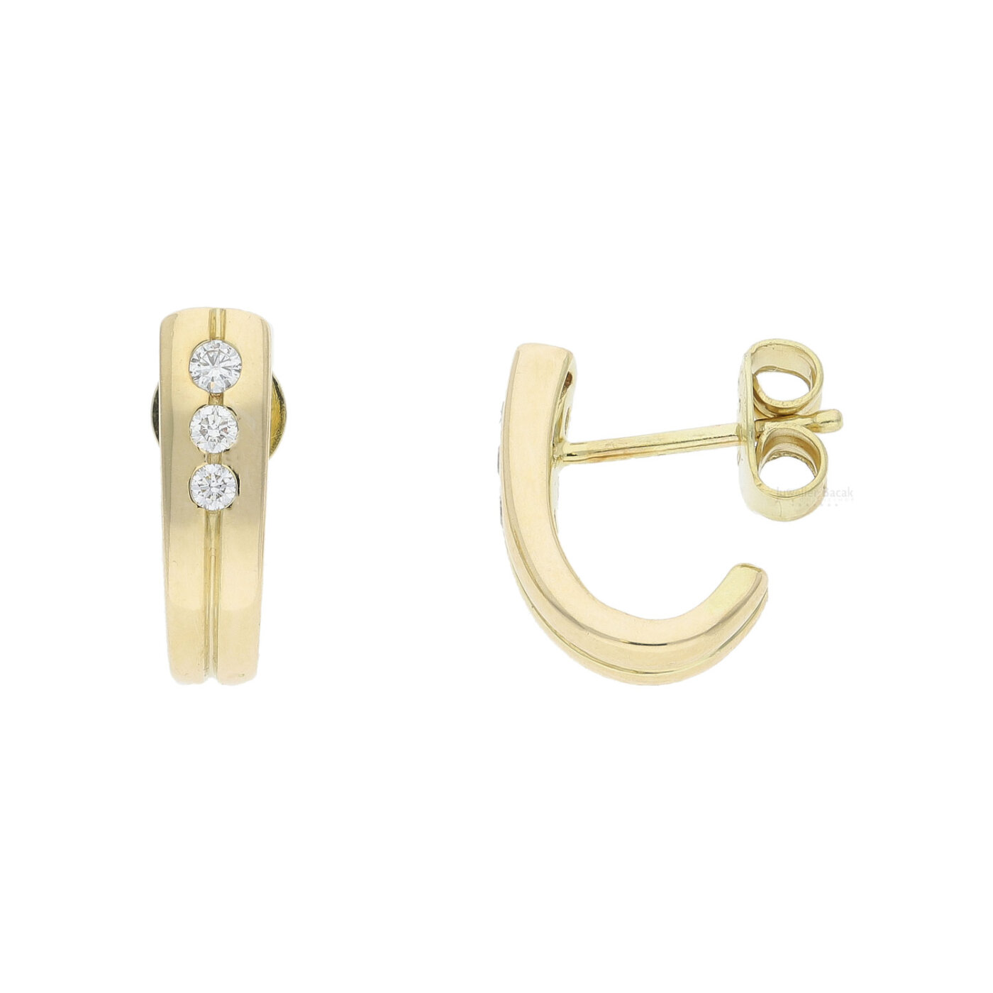 Paar Solitär Ohrstecker Aus 585 Gelbgold Mit 2 Brillanten 0,40 Ct. Zarge