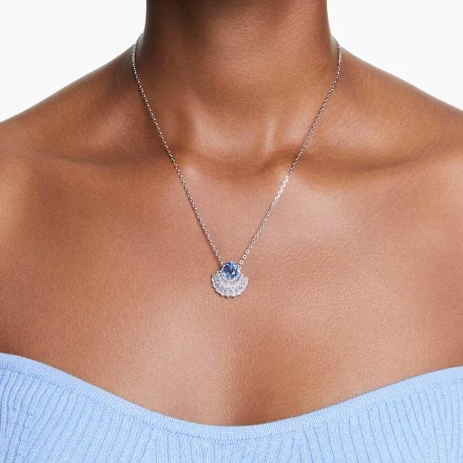 Swarovski Halskette 5689195 Idyllia, Muschel, Blau, Rhodiniert