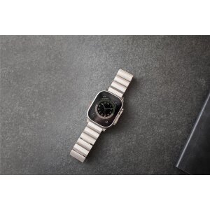 Apple Watch Armband Laimer UB1101 Titan POLAR silberfarben für Applewatch Gehäuse 42, 44, 45 mm
