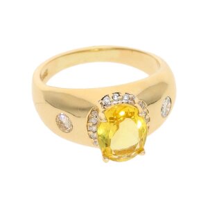 Citrin Ring Gold 585 mit Diamanten, Second Hand, getragen