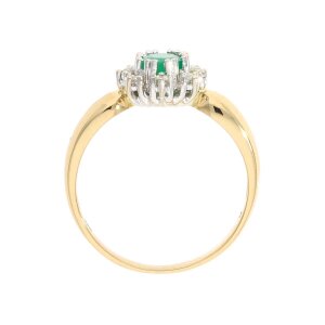 Smaragd Ring mit Diamanten Gold 585 Second Hand, getragen