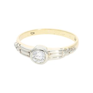 Solitär Ring Gold und Weißgold 585 Diamant...