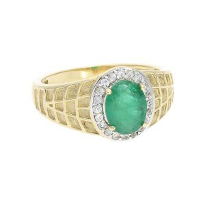 Smaragd Ring Gold 375 mit Zirkonia, Second Hand, getragen