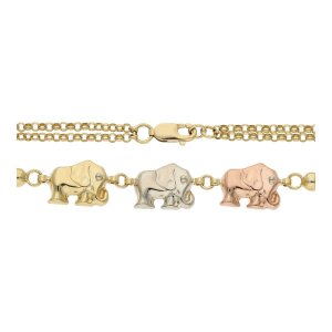 Elefanten Kette gold 750 Tricolor, Second Hand, getragen