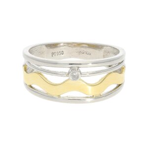 Platin Ring mit Gold Diamant Second Hand, getragen