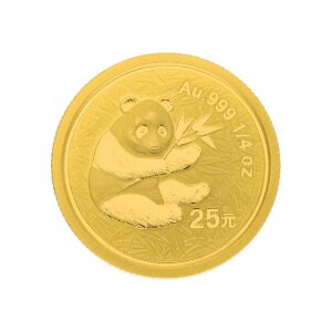 Goldm&uuml;nze 2000 China 25 Yuan Gold 999 Panda 1/4 Oz...